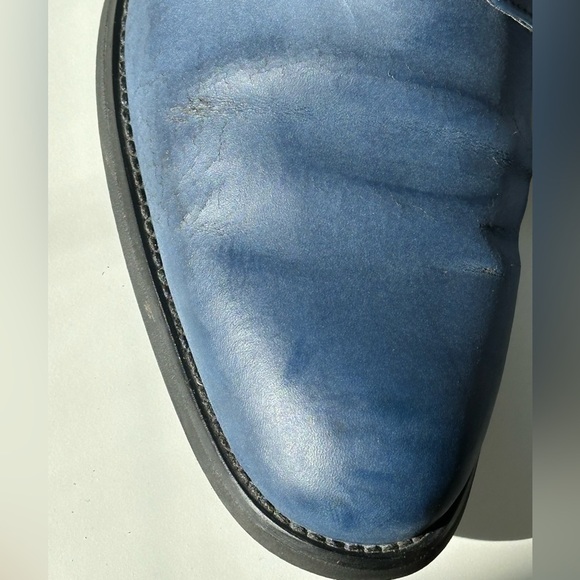 Penguin Men’s Lace Up Leather Oxford Shoes Navy **Flaws. ** - Picture 6 of 17